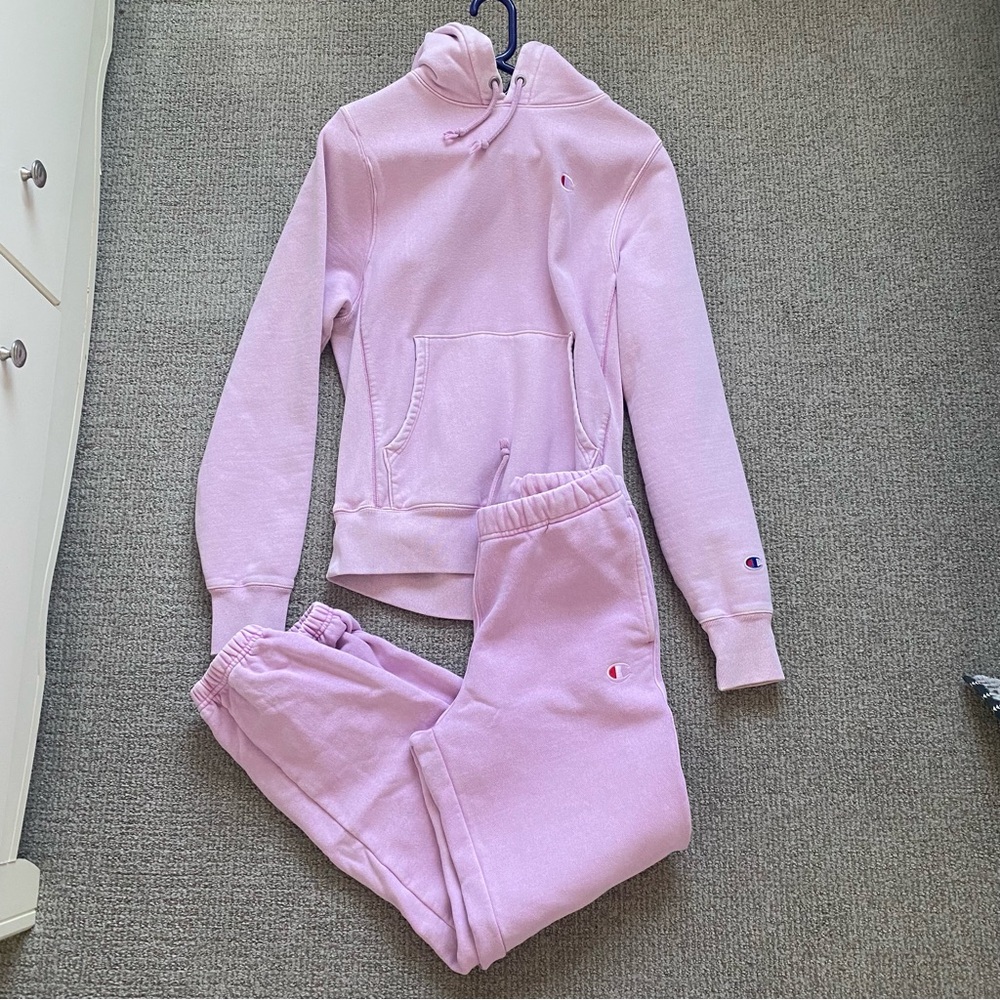 Champion Reverse Weave Purple Pink Hoodie & Jogger Pant Set - Picture 1 of 3